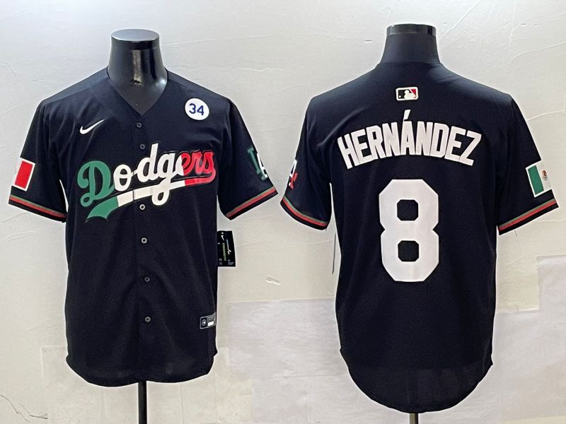 Men Los Angeles Dodgers #8 Hernandez Black Mexico Nike 2025 MLB Jersey style 8